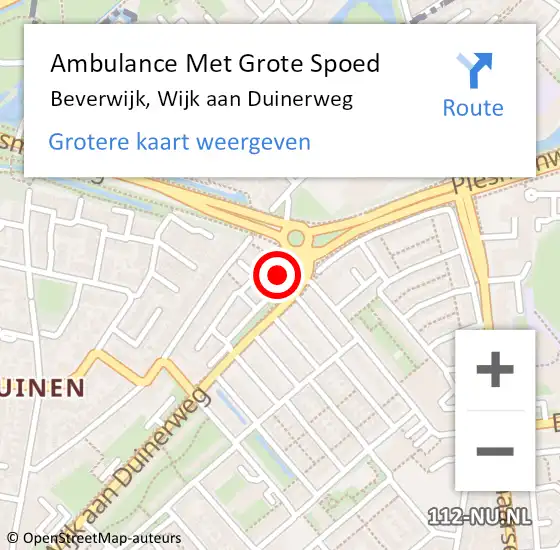 Locatie op kaart van de 112 melding: Ambulance Met Grote Spoed Naar Beverwijk, Wijk aan Duinerweg op 1 december 2024 17:13