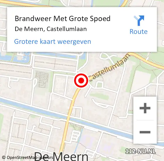 Locatie op kaart van de 112 melding: Brandweer Met Grote Spoed Naar De Meern, Castellumlaan op 1 december 2024 17:14