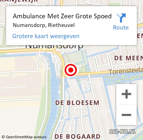 Locatie op kaart van de 112 melding: Ambulance Met Zeer Grote Spoed Naar Numansdorp, Rietheuvel op 1 december 2024 17:22