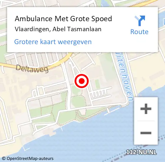 Locatie op kaart van de 112 melding: Ambulance Met Grote Spoed Naar Vlaardingen, Abel Tasmanlaan op 1 december 2024 17:47