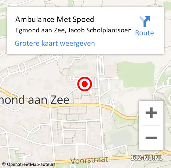 Locatie op kaart van de 112 melding: Ambulance Met Spoed Naar Egmond aan Zee, Jacob Scholplantsoen op 1 december 2024 17:50