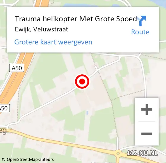 Locatie op kaart van de 112 melding: Trauma helikopter Met Grote Spoed Naar Ewijk, Veluwstraat op 1 december 2024 18:15