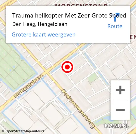 Locatie op kaart van de 112 melding: Trauma helikopter Met Zeer Grote Spoed Naar Den Haag, Hengelolaan op 1 december 2024 18:42