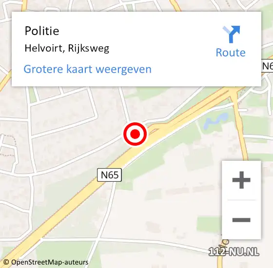 Locatie op kaart van de 112 melding: Politie Helvoirt, Rijksweg op 1 december 2024 19:17