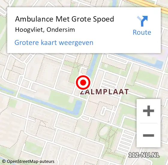 Locatie op kaart van de 112 melding: Ambulance Met Grote Spoed Naar Hoogvliet, Ondersim op 1 december 2024 19:19