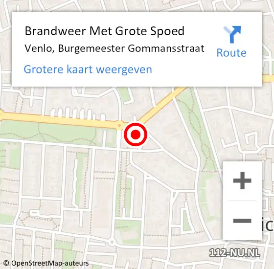 Locatie op kaart van de 112 melding: Brandweer Met Grote Spoed Naar Venlo, Burgemeester Gommansstraat op 1 december 2024 19:35