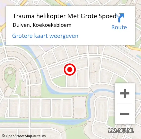 Locatie op kaart van de 112 melding: Trauma helikopter Met Grote Spoed Naar Duiven, Koekoeksbloem op 1 december 2024 19:38