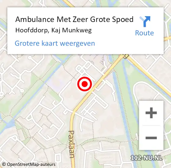 Locatie op kaart van de 112 melding: Ambulance Met Zeer Grote Spoed Naar Hoofddorp, Kaj Munkweg op 1 december 2024 19:48