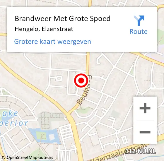 Locatie op kaart van de 112 melding: Brandweer Met Grote Spoed Naar Hengelo, Elzenstraat op 1 december 2024 19:54