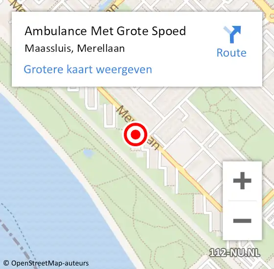 Locatie op kaart van de 112 melding: Ambulance Met Grote Spoed Naar Maassluis, Merellaan op 1 december 2024 20:00