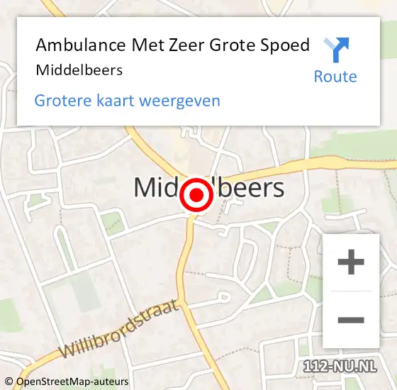 Locatie op kaart van de 112 melding: Ambulance Met Zeer Grote Spoed Naar Middelbeers op 1 december 2024 20:08