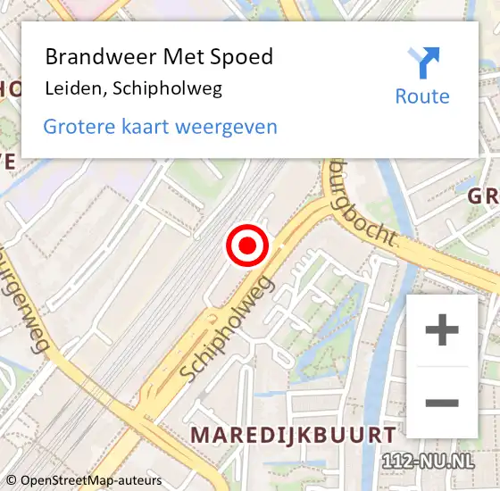 Locatie op kaart van de 112 melding: Brandweer Met Spoed Naar Leiden, Schipholweg op 1 december 2024 20:13