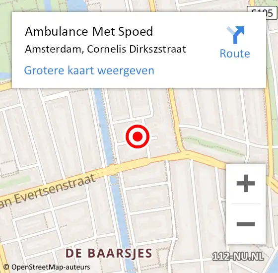 Locatie op kaart van de 112 melding: Ambulance Met Spoed Naar Amsterdam, Cornelis Dirkszstraat op 1 december 2024 20:23