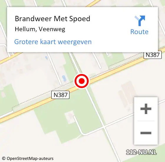 Locatie op kaart van de 112 melding: Brandweer Met Spoed Naar Hellum, Veenweg op 28 oktober 2014 21:19