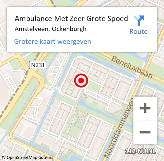 Locatie op kaart van de 112 melding: Ambulance Met Zeer Grote Spoed Naar Amstelveen, Ockenburgh op 1 december 2024 20:27