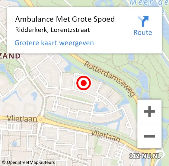 Locatie op kaart van de 112 melding: Ambulance Met Grote Spoed Naar Ridderkerk, Lorentzstraat op 1 december 2024 20:48