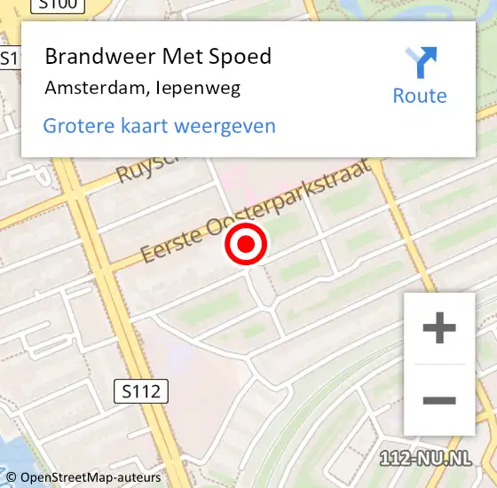 Locatie op kaart van de 112 melding: Brandweer Met Spoed Naar Amsterdam, Iepenweg op 1 december 2024 21:03