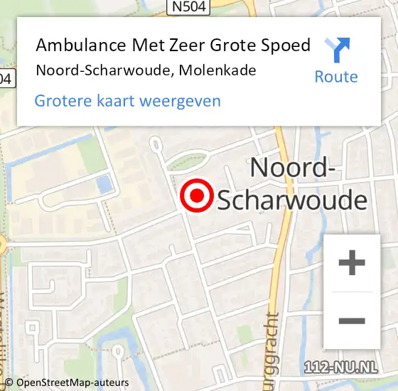 Locatie op kaart van de 112 melding: Ambulance Met Zeer Grote Spoed Naar Noord-Scharwoude, Molenkade op 1 december 2024 21:13