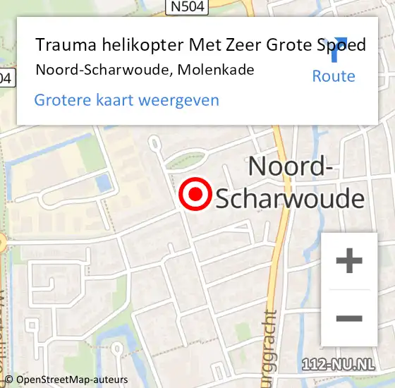 Locatie op kaart van de 112 melding: Trauma helikopter Met Zeer Grote Spoed Naar Noord-Scharwoude, Molenkade op 1 december 2024 21:25