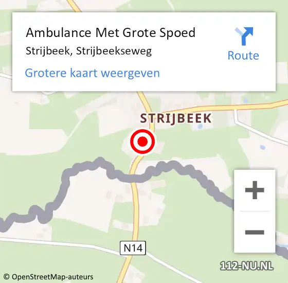 Locatie op kaart van de 112 melding: Ambulance Met Grote Spoed Naar Strijbeek, Strijbeekseweg op 28 oktober 2014 21:29