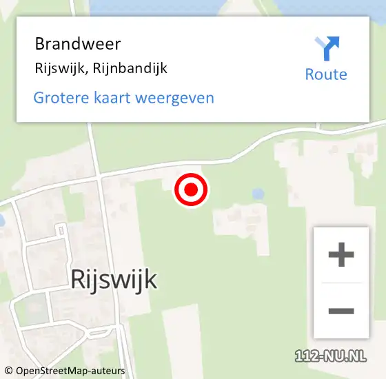 Locatie op kaart van de 112 melding: Brandweer Rijswijk, Rijnbandijk op 1 december 2024 21:51