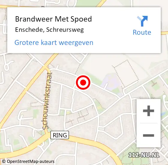 Locatie op kaart van de 112 melding: Brandweer Met Spoed Naar Enschede, Schreursweg op 1 december 2024 21:58