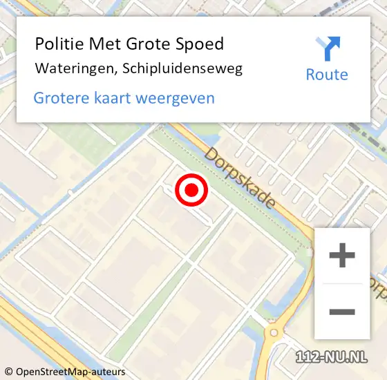 Locatie op kaart van de 112 melding: Politie Met Grote Spoed Naar Wateringen, Schipluidenseweg op 1 december 2024 22:15