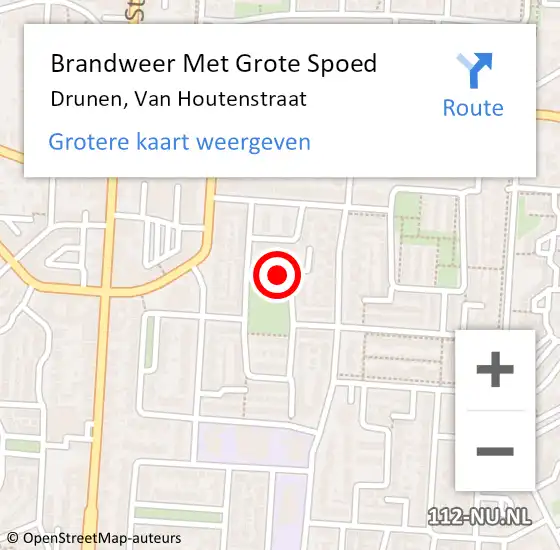 Locatie op kaart van de 112 melding: Brandweer Met Grote Spoed Naar Drunen, Van Houtenstraat op 1 december 2024 22:26