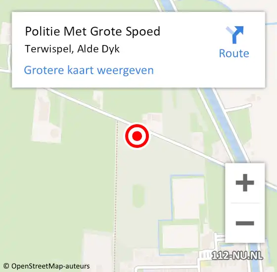 Locatie op kaart van de 112 melding: Politie Met Grote Spoed Naar Terwispel, Alde Dyk op 1 december 2024 23:08