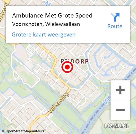 Locatie op kaart van de 112 melding: Ambulance Met Grote Spoed Naar Voorschoten, Wielewaallaan op 1 december 2024 23:10