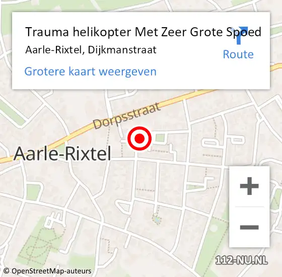 Locatie op kaart van de 112 melding: Trauma helikopter Met Zeer Grote Spoed Naar Aarle-Rixtel, Dijkmanstraat op 1 december 2024 23:11