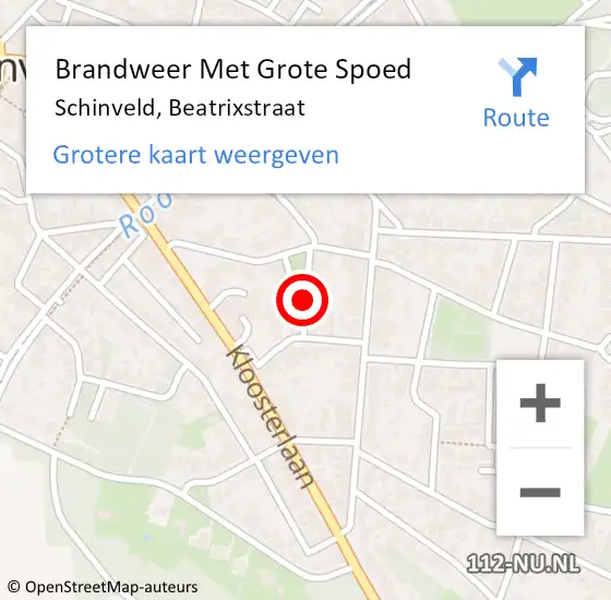 Locatie op kaart van de 112 melding: Brandweer Met Grote Spoed Naar Schinveld, Beatrixstraat op 1 december 2024 23:38