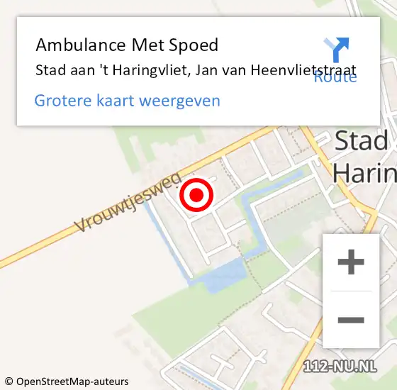 Locatie op kaart van de 112 melding: Ambulance Met Spoed Naar Stad aan 't Haringvliet, Jan van Heenvlietstraat op 2 december 2024 00:40