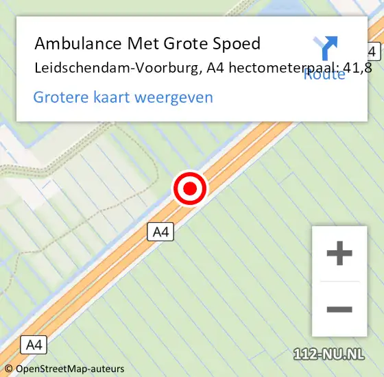 Locatie op kaart van de 112 melding: Ambulance Met Grote Spoed Naar Leidschendam-Voorburg, A4 hectometerpaal: 41,8 op 2 december 2024 01:07