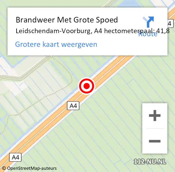 Locatie op kaart van de 112 melding: Brandweer Met Grote Spoed Naar Leidschendam-Voorburg, A4 hectometerpaal: 41,8 op 2 december 2024 01:12