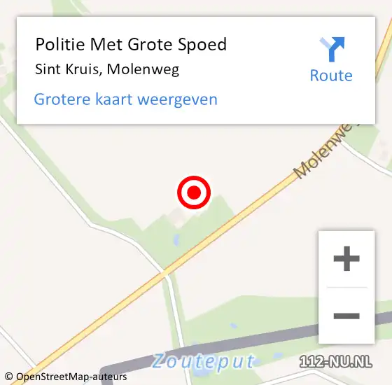 Locatie op kaart van de 112 melding: Politie Met Grote Spoed Naar Sint Kruis, Molenweg op 2 december 2024 01:36