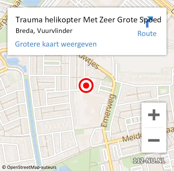 Locatie op kaart van de 112 melding: Trauma helikopter Met Zeer Grote Spoed Naar Breda, Vuurvlinder op 2 december 2024 01:54