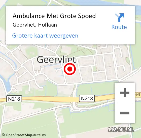 Locatie op kaart van de 112 melding: Ambulance Met Grote Spoed Naar Geervliet, Hoflaan op 2 december 2024 04:29