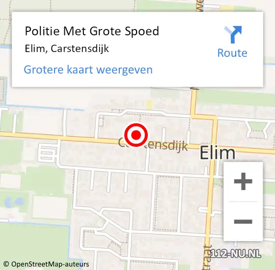 Locatie op kaart van de 112 melding: Politie Met Grote Spoed Naar Elim, Carstensdijk op 2 december 2024 04:40