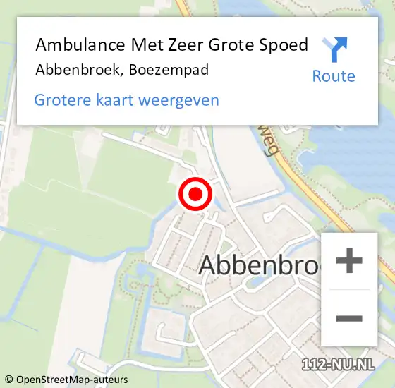 Locatie op kaart van de 112 melding: Ambulance Met Zeer Grote Spoed Naar Abbenbroek, Boezempad op 2 december 2024 05:26