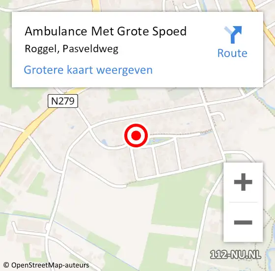 Locatie op kaart van de 112 melding: Ambulance Met Grote Spoed Naar Roggel, Pasveldweg op 2 december 2024 06:26