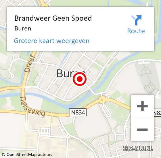 Locatie op kaart van de 112 melding: Brandweer Geen Spoed Naar Buren op 2 december 2024 07:02