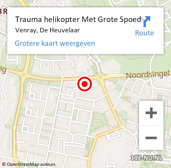 Locatie op kaart van de 112 melding: Trauma helikopter Met Grote Spoed Naar Venray, De Heuvelaar op 2 december 2024 07:51