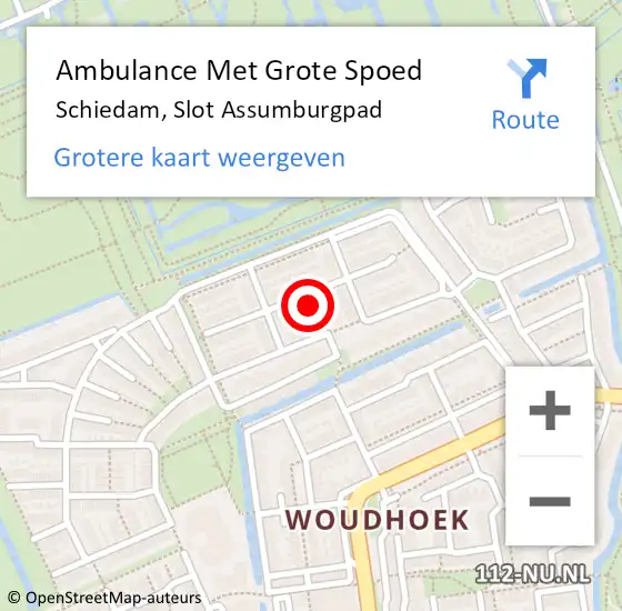 Locatie op kaart van de 112 melding: Ambulance Met Grote Spoed Naar Schiedam, Slot Assumburgpad op 2 december 2024 08:01