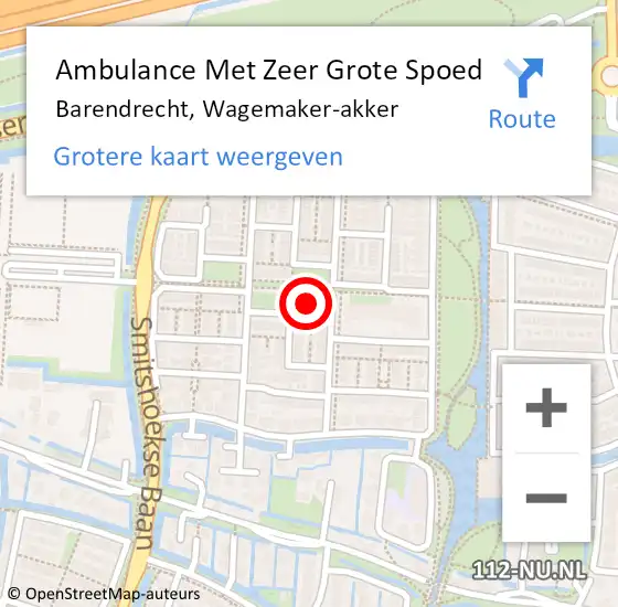 Locatie op kaart van de 112 melding: Ambulance Met Zeer Grote Spoed Naar Barendrecht, Wagemaker-akker op 2 december 2024 08:02