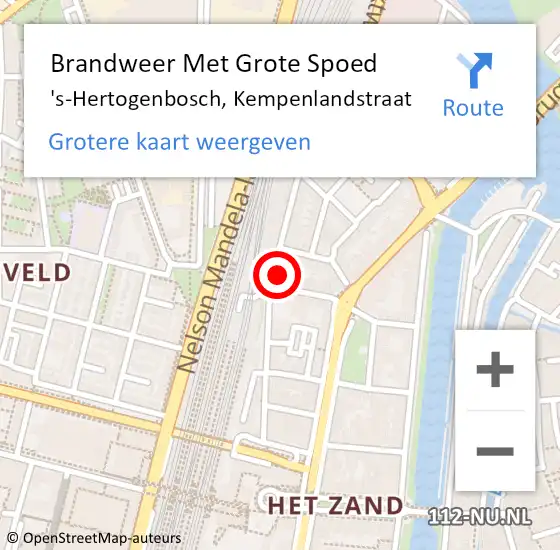 Locatie op kaart van de 112 melding: Brandweer Met Grote Spoed Naar 's-Hertogenbosch, Kempenlandstraat op 2 december 2024 08:04