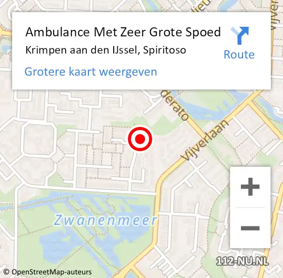 Locatie op kaart van de 112 melding: Ambulance Met Zeer Grote Spoed Naar Krimpen aan den IJssel, Spiritoso op 2 december 2024 08:06