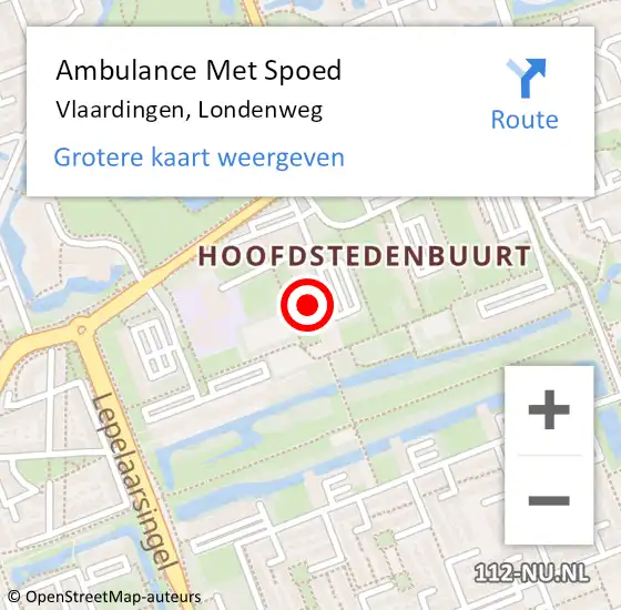 Locatie op kaart van de 112 melding: Ambulance Met Spoed Naar Vlaardingen, Londenweg op 2 december 2024 08:12