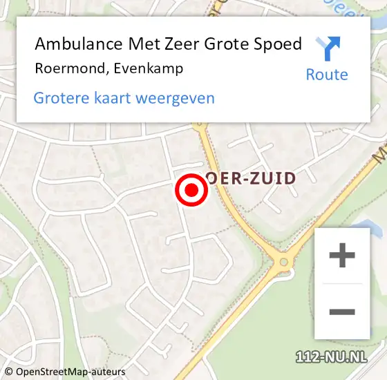 Locatie op kaart van de 112 melding: Ambulance Met Zeer Grote Spoed Naar Roermond, Evenkamp op 2 december 2024 08:34