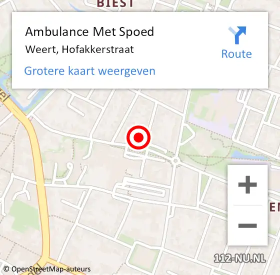 Locatie op kaart van de 112 melding: Ambulance Met Spoed Naar Weert, Hofakkerstraat op 2 december 2024 09:53